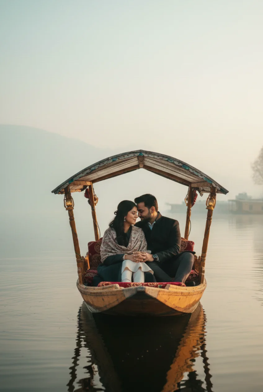 Sitting Pose – Shikara on Dal Lake (Romantic Classic)